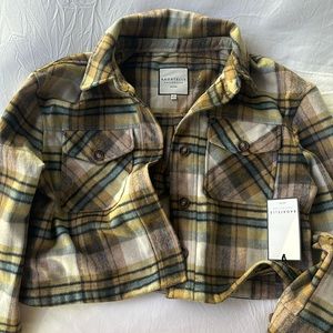 Cropped Plaid Fleece Jacket - NEW WITH TAGS